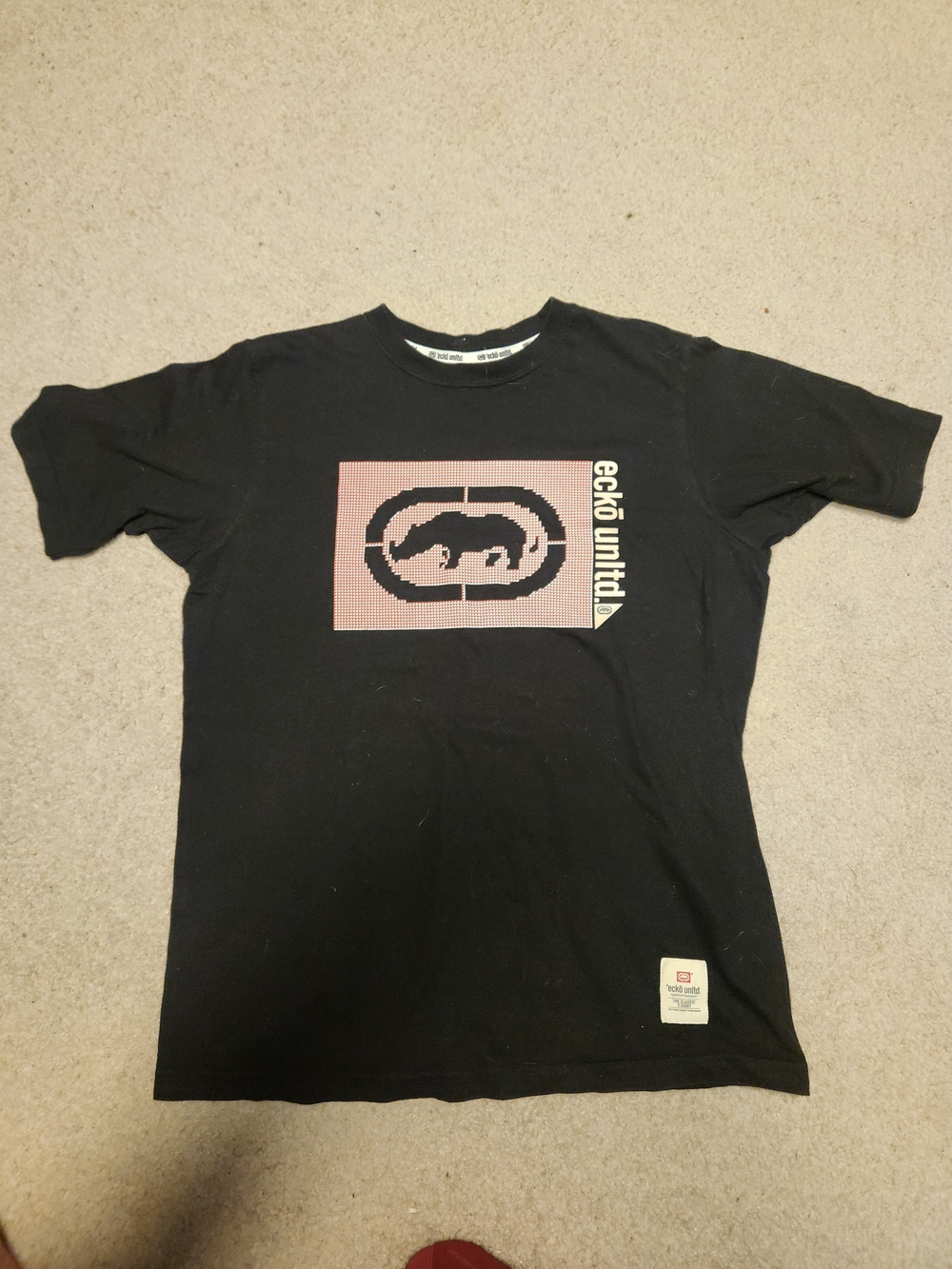 Ecko Unltd Black Crew Neck Tee with Branded Neck Tape